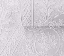 Innova 2616-18 Paintable Blown Vinyl Cameo Wallpaper, White