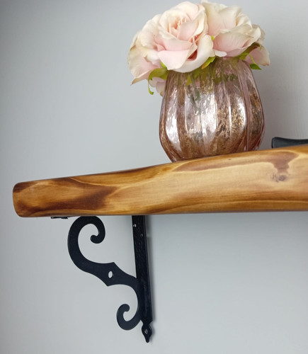 Chunky wooden aged wall shelf - wooden,