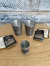 Zinn Becker Pewter Embossed Shot/Cups/Beakers 2 x 8.5cm & 1 x Frieling x 5.5cm