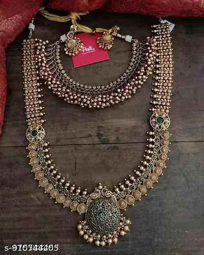 Gold plated jewellery set - gold,