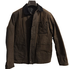 Cotton Waxed Trucker Jacket, Size Small, Unknown Brand, Corduroy collar