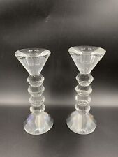 Set Of 2 Vintage Faceted Crystal Candlestick Holders