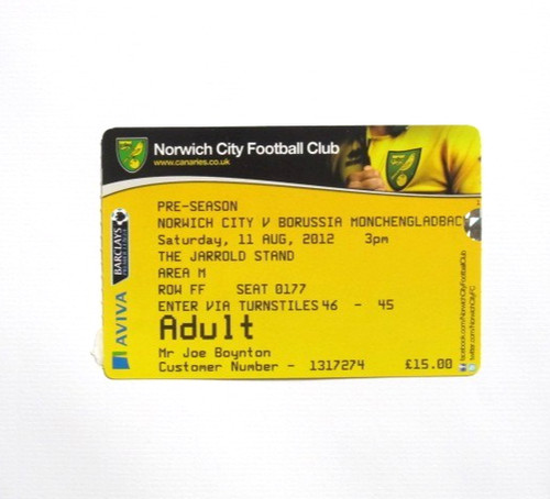 Match ticket 2012 norwich - match,