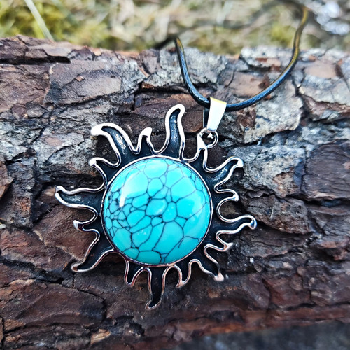 Bohemian style blue pendant - blue,