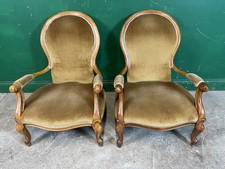 Pair Of Vintage Ballon Back Side Parlour Chairs Armchair