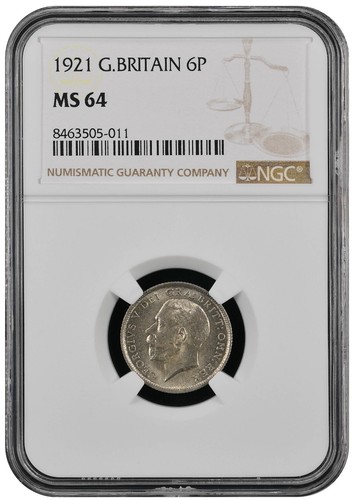 1921 sixpence ms64 011 - sixpence, -011
