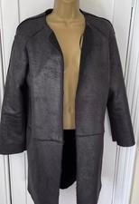 Black metalic long coat jacket size 10 Maison Cinqceny 500 BNWOT smart