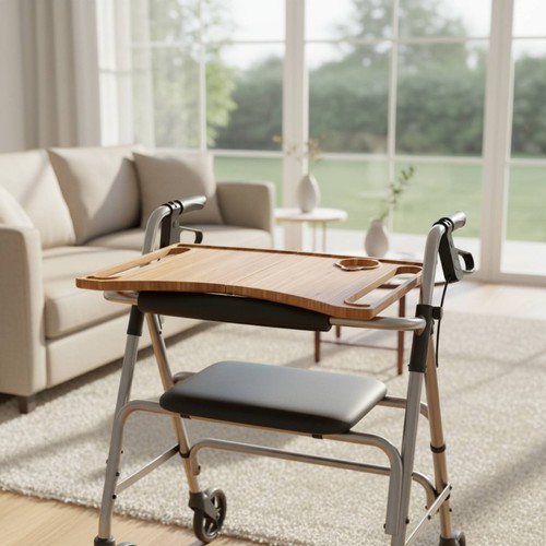 Folding mobility aid tray - folding,