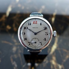 ANTIQUE 1917-18 BRITISH MILITARY ROLEX OFFICERS SILVER TRENCH WATCH SWIVEL LUGS