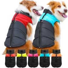 Dog Raincoat Waterproof Fleece Lined Warm Jacket with Harness Hole Zip