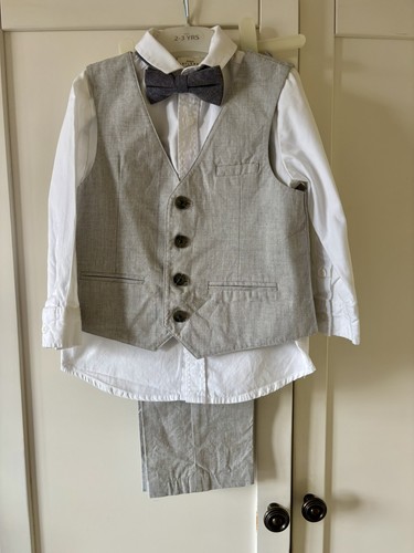 Boys smart grey waistcoat bow - boys,