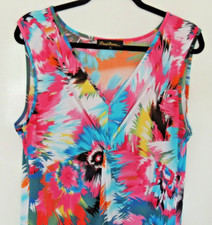 NEW PRINT FUSION TROPICAL PRINT STRETCHY EMPIRE SLEEVELESS MAXI DRESS SIZE LARGE