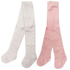 Baby Girl Tights Lace Cable Pattern Premature Tiny Newborn Pink White