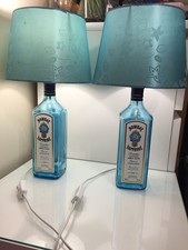 Hand Crafted Up Cycled Sustainable Bombay Sapphire Gin Bottle Lamp with Shade