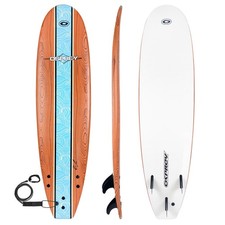 Osprey Foam Surfboard Soft Foamie Complete with Leash and Fins, Wood Effect, 5