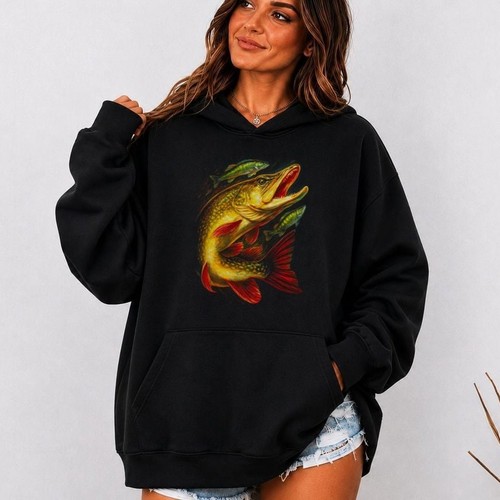 Pike fishing hoodie - hoodie,, halftone