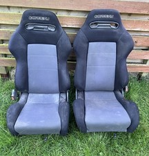 PAIR Corbeau 2 Reclining Bucket Seats Recaro SR style Design Black Grey