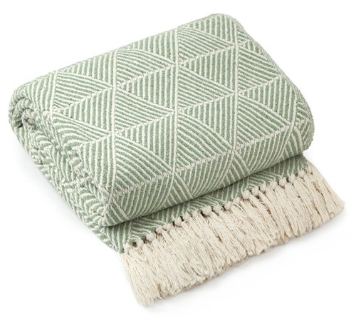 100 cotton throw pistachio - cotton,