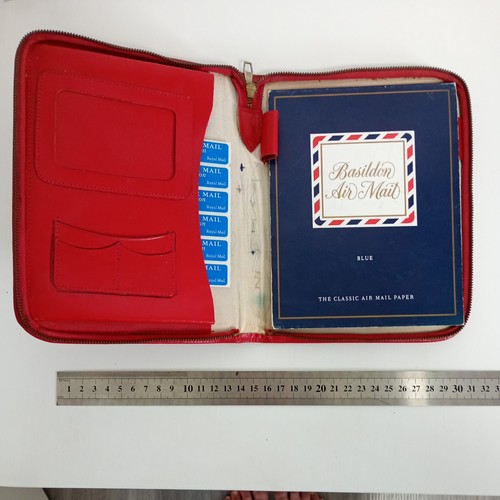 Vintage red leather writing - red,