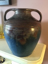 Vintage Bourne Denby 'Danesby Ware' with ‘Orient Glaze’ twin-handled ovoid vase.