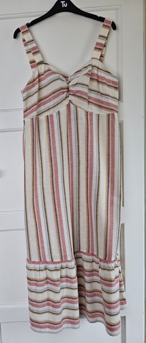 Striped linen blend midi - striped,