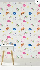 4 ROLLS OF UNUSED NEXT I LOVE RAINBOWS STARS HEARTS CHILDRENS NURSERY WALLPAPER