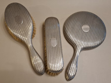 UWM Antique Pin Stripe Silver Plated Dressing Table Vanity Set / Brush (B2672)