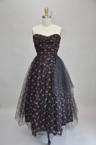 Vintage 1950s black tulle - vintage,