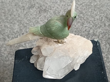 Vintage Hand Carved Gemstone Bird Figurine 