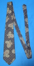 Paco Rabane Silk Neck Tie Navy Blue Silver Paisley and Diamonds Italy Extra Long