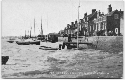 Vintage postcard river quay - river,
