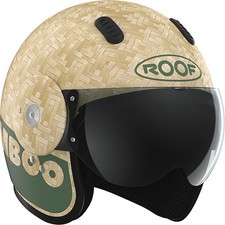 Roof Bamboo Natural Motorcycle Motorbike Open Face Helmet - Pure Matt Khaki