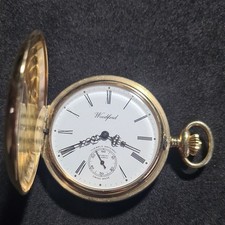 Vintage metal half hunter Woodford 17 jewels INCABLOC Pocket Watch W/O ref4282