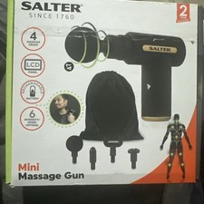 Salter Mini Massage Gun 4 Different Heads LCD Panel Handheld Muscle Relief Black