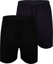 Mens Espionage Large & Tall Cotton Jersey Shorts Twin Pack Black Navy 2XL - 8XL
