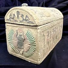 Ancient Egyptian Jewelry Antiques Box Scarab Pharaonic and Hieroglyphics Rare BC