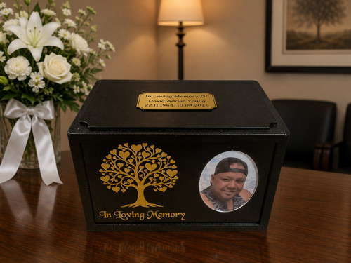 Wooden cremation urn for human - wooden,