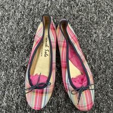 Womens French Sole Tartan Print Flat Pumps Size 6