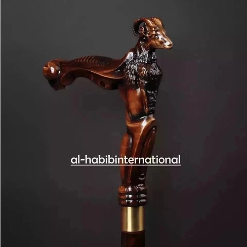Hand craved ram handle - , wooden