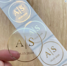 50 x Foiled Wedding Monogram Initials Stickers Personalised Wedding Favour Label