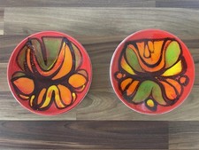 Two attractive mid century Poole Pin Dishes - Cynthia Bennett 49 Abstract Orange