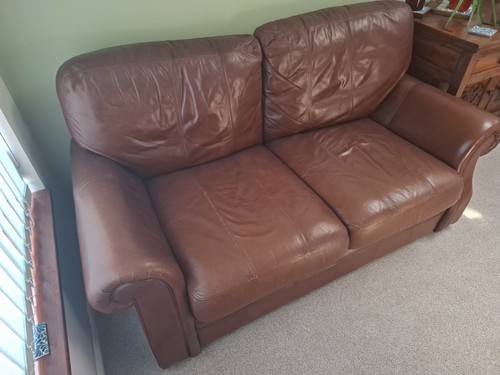 Seater brown leather sofa - brown,