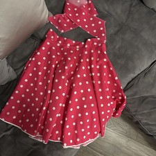 Ladies POLKA DOT ROCK N ROLL 50s SKIRT & SCARF FANCY DRESS COSTUME Hen Party UK