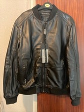 Mens Zara Black Leather Jacket Size Large