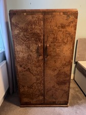 Early 20th Century Art Deco style Burr Walnut Veneer Gentleman’s Fitted Wardrobe