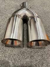 Universal Twin exhaust Double Tip Tail Pipes X 2 Stainless Steel Chrome Quad