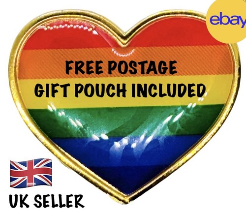Rainbow heart pride pin - rainbow,