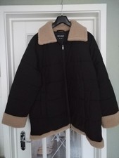 Centigrade Padded Coat With Borg Trims Zip Fastening Black Size 2xl