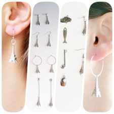 Earrings silver PENDANT holiday SPORT HOBBY stylish LOOP ear studs gift UK VIII