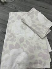 Laura Ashley Beige White Lilac Floral single duvet & Pillowcase Linen Cotton C33